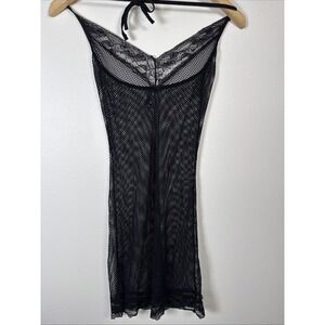 Y2K Vintage Hustler Women's Tie Back‎ Fishnet Teddy Lingerie Lace OSFM